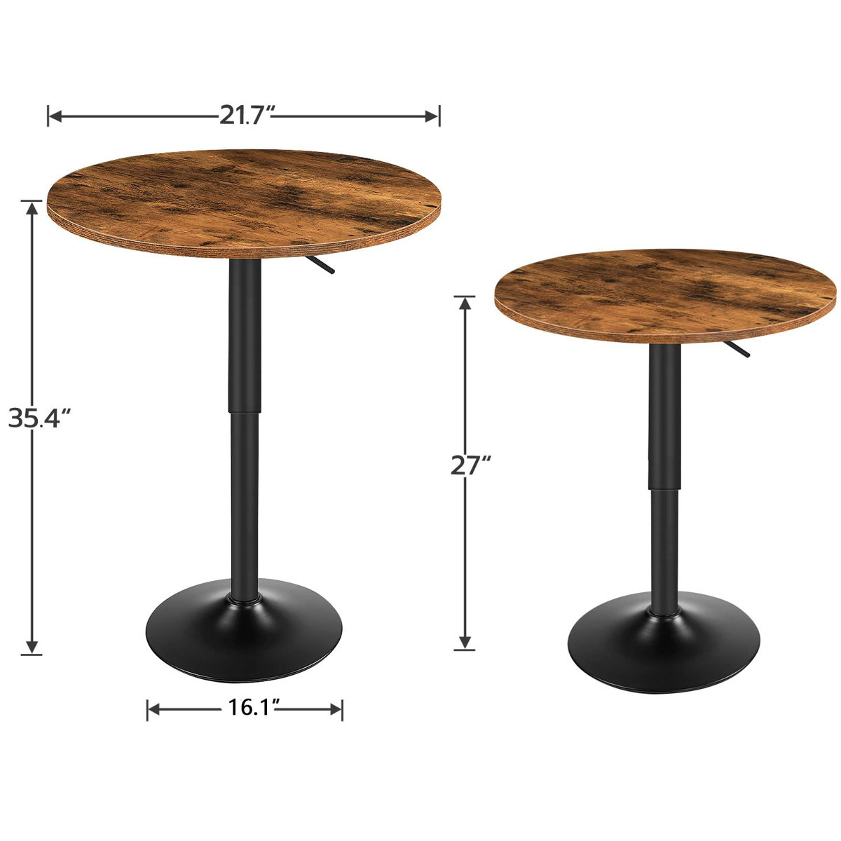 17 Stories Midcap Round Pub Dining Table Height Adjustable With ...